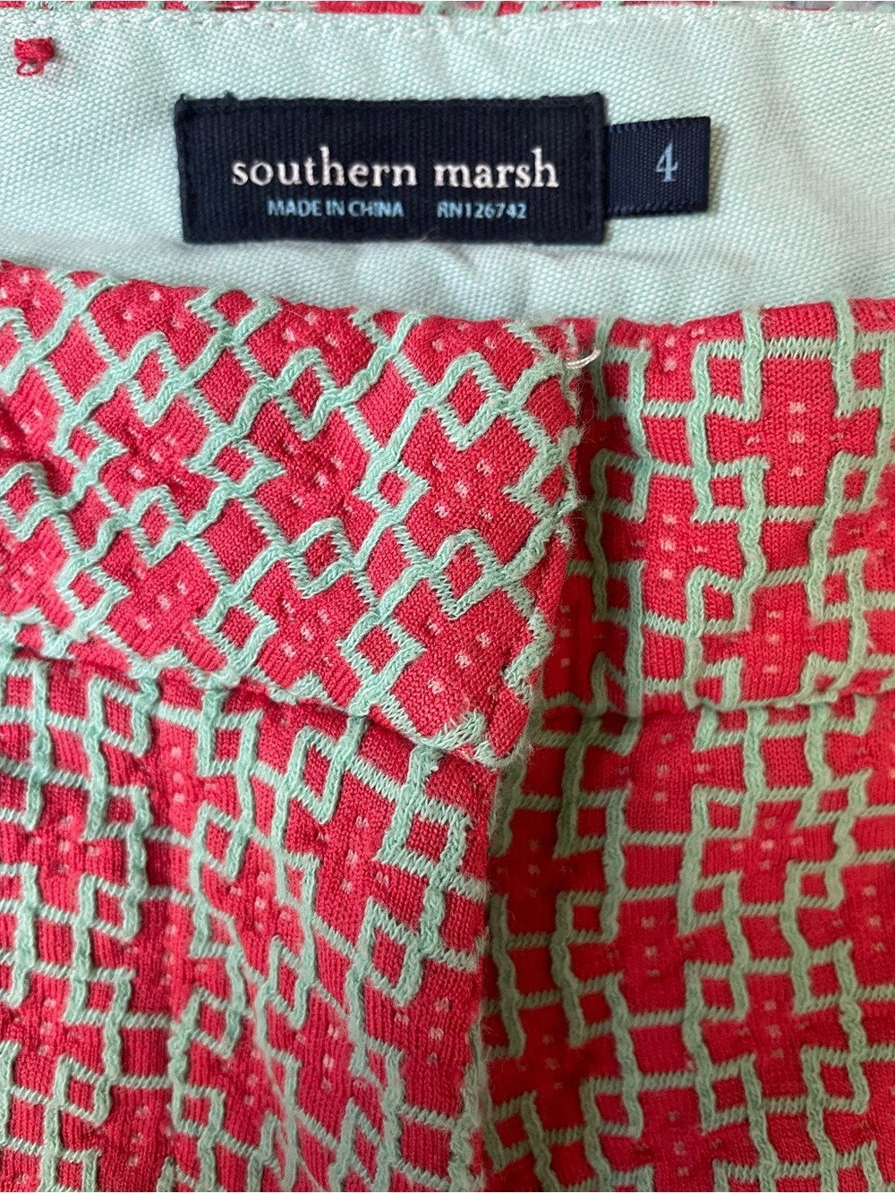 Southern Marsh Pink Mint Green Geometric Knit Shorts Low Rise Pockets Size 4 - Picture 6 of 7